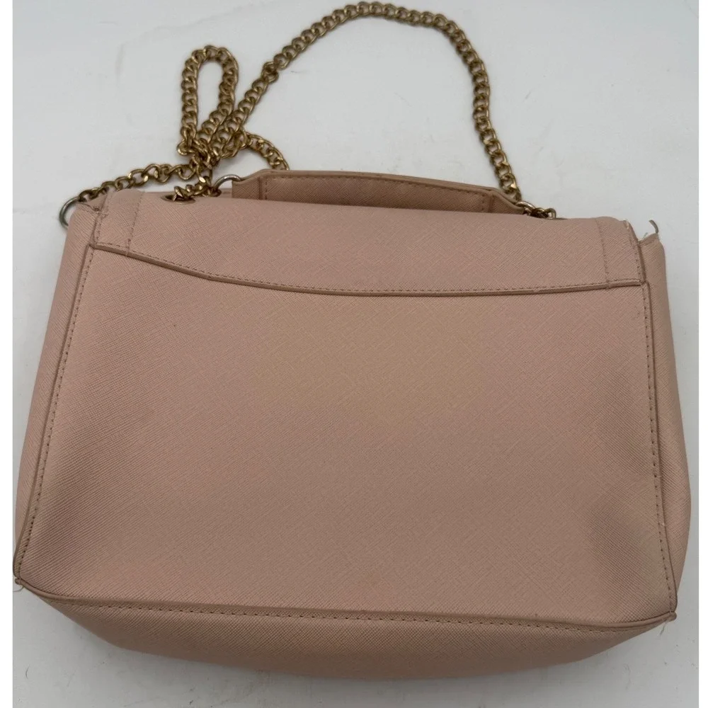 Bebe Lila Flap Shoulder Bag Blush Pink Faux Leather Chain Strap Purse